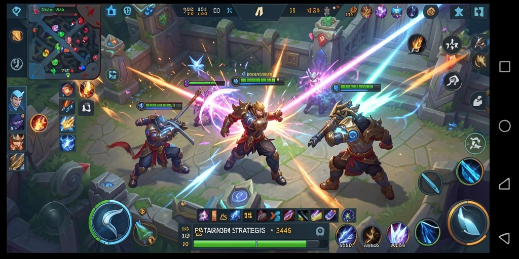 Screenshot utama 3446 menampilkan aksi pertarungan karakter di arena MOBA.