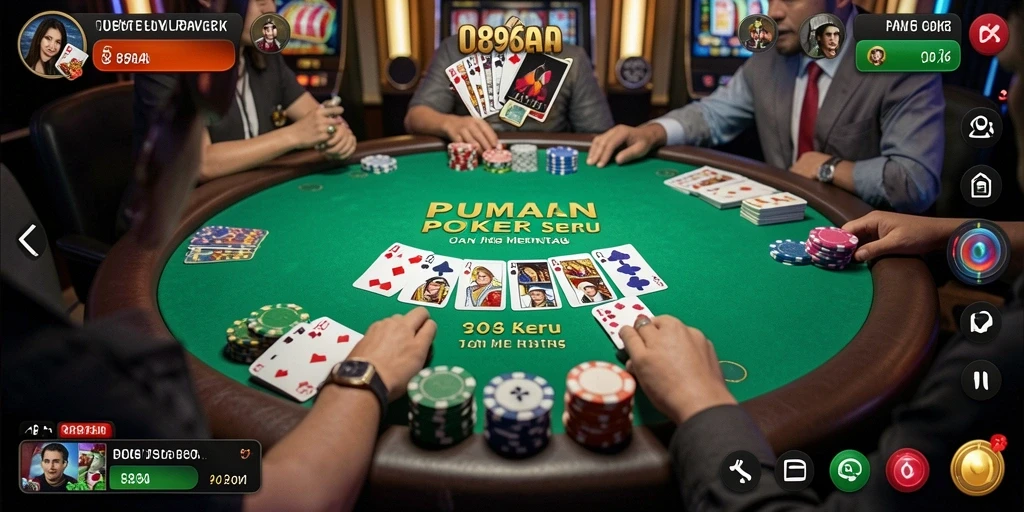 Tampilan gameplay poker yang menarik dan interaktif.