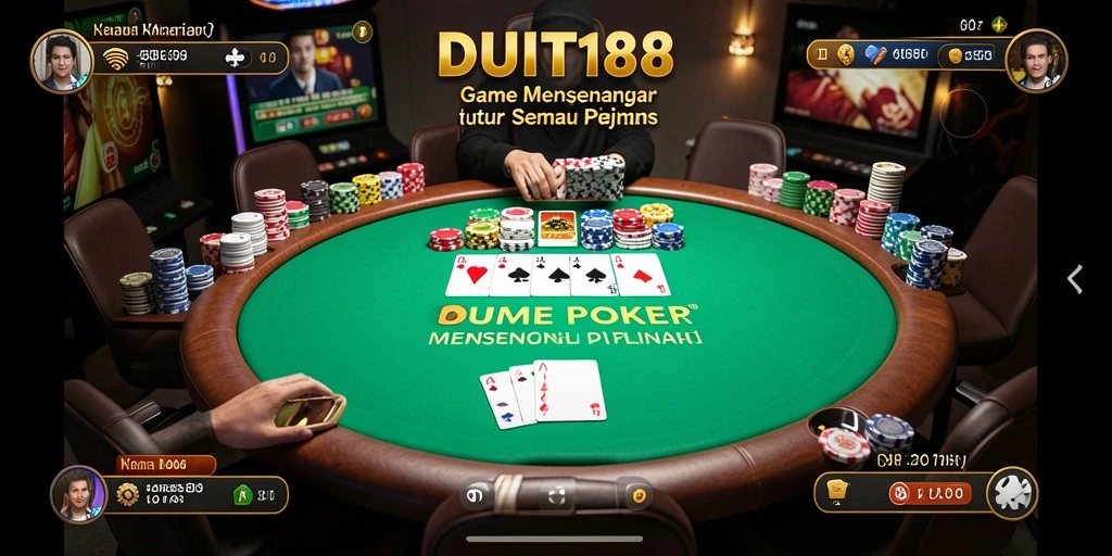 Tampilan gameplay Poker di DUIT188 dengan suasana kompetitif yang seru.