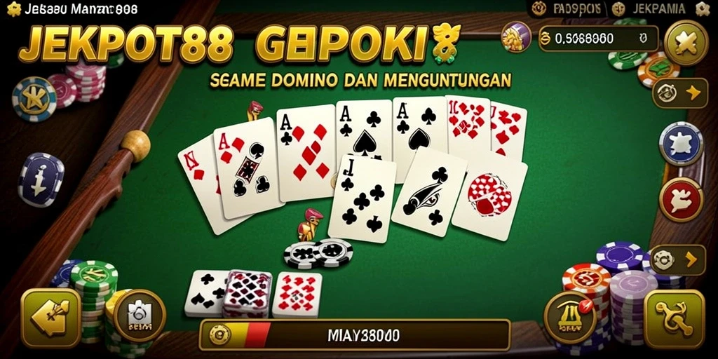 Screenshot utama JEKPOT88 menampilkan gim Domino yang seru.