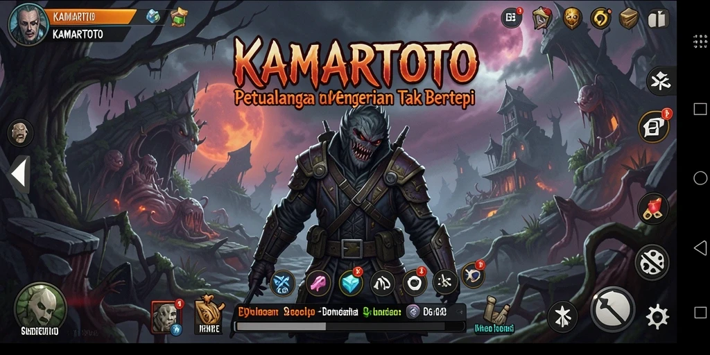 Tangkapan layar utama KAMARTOTO menunjukkan suasana mencekam dalam game Horror.