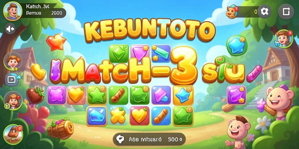 Tampilan gameplay seru KEBUNTOTO dengan tantangan Match-3.