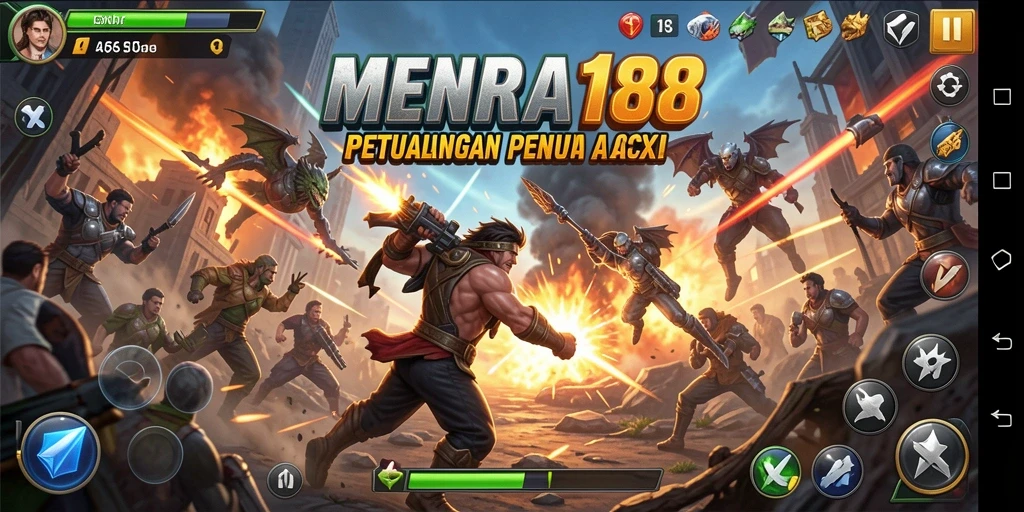 Screenshot MENARA188 menampilkan pertarungan intens di dunia penuh aksi.
