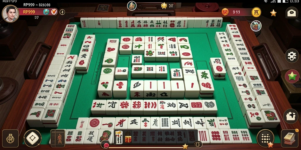 Tampilan gameplay Mahjong yang mendebarkan dari RR999.