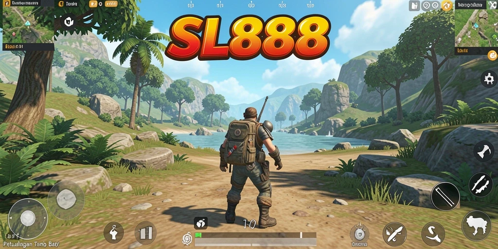 Screenshot SL888 menampilkan momen eksplorasi di dunia terbuka yang luas.