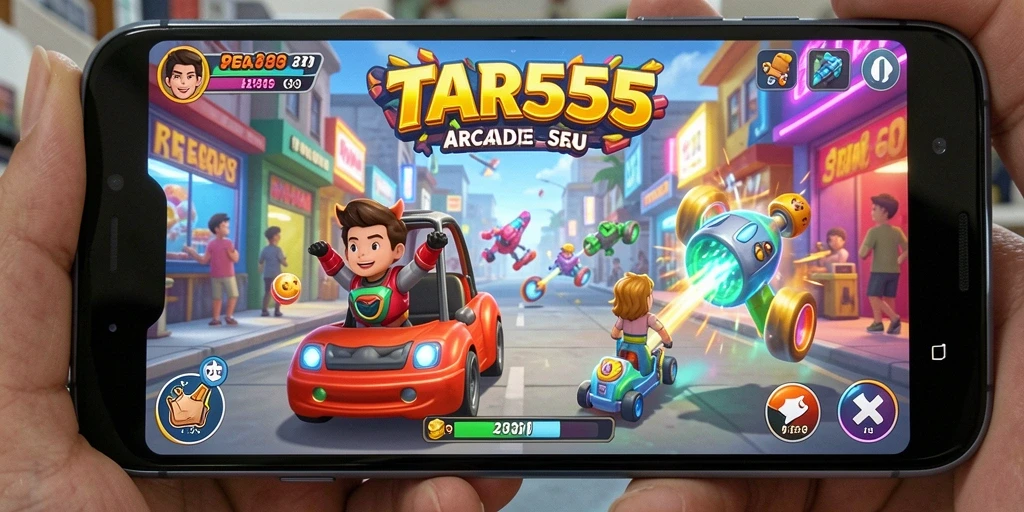 Tampilan gameplay TAR555 yang menarik dan penuh warna.